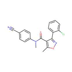 Cc1onc(-c2ccccc2Cl)c1C(=O)N(C)c1ccc(C#N)cc1 ZINC000045388754