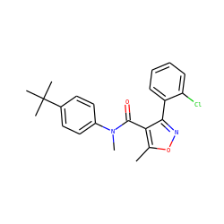 Cc1onc(-c2ccccc2Cl)c1C(=O)N(C)c1ccc(C(C)(C)C)cc1 ZINC000045387019