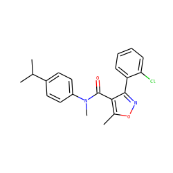 Cc1onc(-c2ccccc2Cl)c1C(=O)N(C)c1ccc(C(C)C)cc1 ZINC000045358725