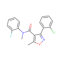Cc1onc(-c2ccccc2Cl)c1C(=O)N(C)c1ccccc1F ZINC000045373549
