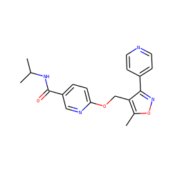 Cc1onc(-c2ccncc2)c1COc1ccc(C(=O)NC(C)C)cn1 ZINC000142847428