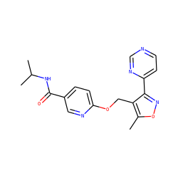 Cc1onc(-c2ccncn2)c1COc1ccc(C(=O)NC(C)C)cn1 ZINC000143018090