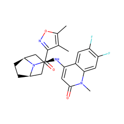 Cc1onc(C(=O)N2[C@H]3CC[C@@H]2C[C@H](Nc2cc(=O)n(C)c4cc(F)c(F)cc24)C3)c1C ZINC000169351706
