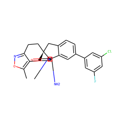 Cc1onc2c1C[C@@]1(CC2)Cc2ccc(-c3cc(F)cc(Cl)c3)cc2[C@]12N=C(N)N(C)C2=O ZINC000141776411