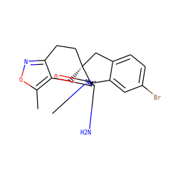 Cc1onc2c1C[C@]1(CC2)Cc2ccc(Br)cc2[C@]12N=C(N)N(C)C2=O ZINC000201205935