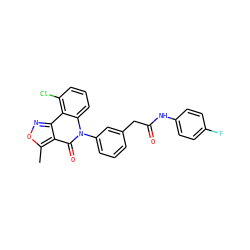 Cc1onc2c1c(=O)n(-c1cccc(CC(=O)Nc3ccc(F)cc3)c1)c1cccc(Cl)c21 ZINC000013439797