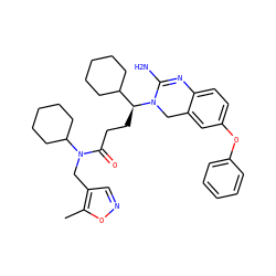 Cc1oncc1CN(C(=O)CC[C@@H](C1CCCCC1)N1Cc2cc(Oc3ccccc3)ccc2N=C1N)C1CCCCC1 ZINC000219072821