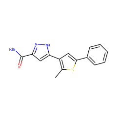 Cc1sc(-c2ccccc2)cc1-c1cc(C(N)=O)n[nH]1 ZINC000299827169