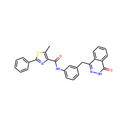 Cc1sc(-c2ccccc2)nc1C(=O)Nc1cccc(Cc2n[nH]c(=O)c3ccccc23)c1 ZINC000040934100