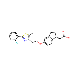 Cc1sc(-c2ccccc2F)nc1CCOc1ccc2c(c1)CC[C@H]2CC(=O)O ZINC000028951981