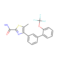 Cc1sc(C(N)=O)nc1-c1cccc(-c2ccccc2OC(F)(F)F)c1 ZINC000058581545