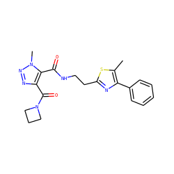 Cc1sc(CCNC(=O)c2c(C(=O)N3CCC3)nnn2C)nc1-c1ccccc1 ZINC000144078636