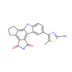 Cc1sc(N)nc1-c1ccc2[nH]c3c4c(c5c(c3c2c1)C(=O)NC5=O)CCC4 ZINC000028897208