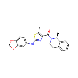 Cc1sc(Nc2ccc3c(c2)OCO3)nc1C(=O)N1CCc2ccccc2[C@@H]1C ZINC000096283021