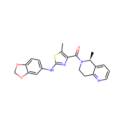 Cc1sc(Nc2ccc3c(c2)OCO3)nc1C(=O)N1CCc2ncccc2[C@@H]1C ZINC000096283019