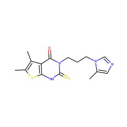 Cc1sc2[nH]c(=S)n(CCCn3cncc3C)c(=O)c2c1C ZINC000043200980