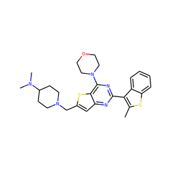 Cc1sc2ccccc2c1-c1nc(N2CCOCC2)c2sc(CN3CCC(N(C)C)CC3)cc2n1 ZINC000095552931