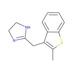 Cc1sc2ccccc2c1CC1=NCCN1 ZINC000000001721