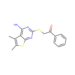 Cc1sc2nc(SCC(=O)c3ccccc3)nc(N)c2c1C ZINC000000200247
