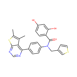 Cc1sc2ncnc(-c3ccc(N(Cc4ccsc4)C(=O)c4ccc(O)cc4O)cc3)c2c1C ZINC000653663067