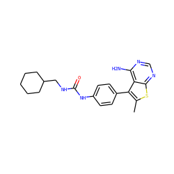 Cc1sc2ncnc(N)c2c1-c1ccc(NC(=O)NCC2CCCCC2)cc1 ZINC000013673605