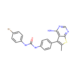 Cc1sc2ncnc(N)c2c1-c1ccc(NC(=O)Nc2ccc(Br)cc2)cc1 ZINC000013673637