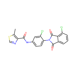 Cc1scnc1C(=O)Nc1ccc(N2C(=O)c3cccc(Cl)c3C2=O)c(Cl)c1 ZINC000653696906