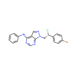 Cl[C@@H](Cn1ncc2c(Nc3ccccc3)ncnc21)c1ccc(Br)cc1 ZINC000096272513