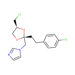 ClC[C@@H]1CO[C@@](CCc2ccc(Cl)cc2)(Cn2ccnc2)O1 ZINC000040392843