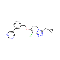 Clc1c(OCc2cccc(-c3cncnc3)c2)ccn2c(CC3CC3)nnc12 ZINC001772603142