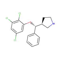 Clc1cc(Cl)c(Cl)c(O[C@@H](c2ccccc2)[C@H]2CCNC2)c1 ZINC000095586104