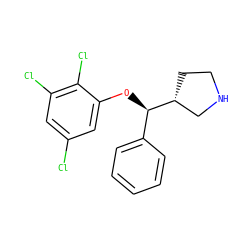 Clc1cc(Cl)c(Cl)c(O[C@H](c2ccccc2)[C@@H]2CCNC2)c1 ZINC000095586009