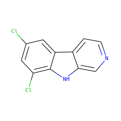 Clc1cc(Cl)c2[nH]c3cnccc3c2c1 ZINC000013535831