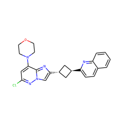 Clc1cc(N2CCOCC2)c2nc([C@H]3C[C@H](c4ccc5ccccc5n4)C3)cn2n1 ZINC001772639151