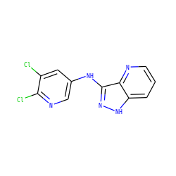 Clc1cc(Nc2n[nH]c3cccnc23)cnc1Cl ZINC000167035609