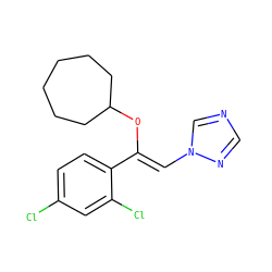 Clc1ccc(/C(=C/n2cncn2)OC2CCCCCC2)c(Cl)c1 ZINC000026268481