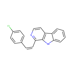 Clc1ccc(/C=C\c2nccc3c2[nH]c2ccccc23)cc1 ZINC000101587519