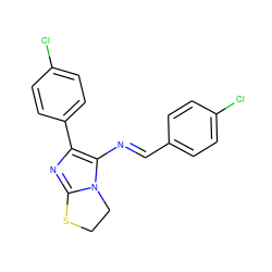 Clc1ccc(/C=N/c2c(-c3ccc(Cl)cc3)nc3n2CCS3)cc1 ZINC000015989452