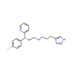 Clc1ccc([C@@H](CCNCCCc2c[nH]cn2)c2ccccn2)cc1 ZINC000013490248