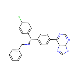 Clc1ccc([C@@H](NCc2ccccc2)c2ccc(-c3ncnc4[nH]cnc34)cc2)cc1 ZINC000103265769