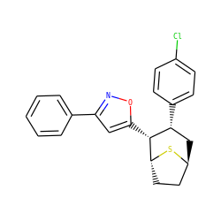 Clc1ccc([C@@H]2C[C@H]3CC[C@@H](S3)[C@@H]2c2cc(-c3ccccc3)no2)cc1 ZINC000169335228