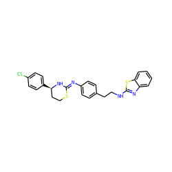 Clc1ccc([C@@H]2CCS/C(=N\c3ccc(CCNc4nc5ccccc5s4)cc3)N2)cc1 ZINC000049035722