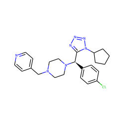 Clc1ccc([C@H](c2nnnn2C2CCCC2)N2CCN(Cc3ccncc3)CC2)cc1 ZINC000019332611