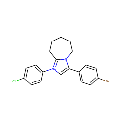 Clc1ccc(-[n+]2cc(-c3ccc(Br)cc3)n3c2CCCCC3)cc1 ZINC000013686399