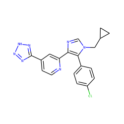 Clc1ccc(-c2c(-c3cc(-c4nn[nH]n4)ccn3)ncn2CC2CC2)cc1 ZINC000225942407