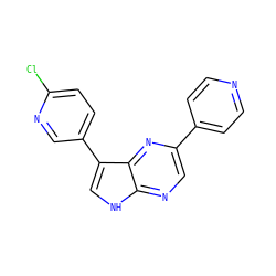 Clc1ccc(-c2c[nH]c3ncc(-c4ccncc4)nc23)cn1 ZINC000473150995
