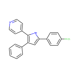 Clc1ccc(-c2cc(-c3ccccc3)c(-c3ccncc3)[nH]2)cc1 ZINC000027724810