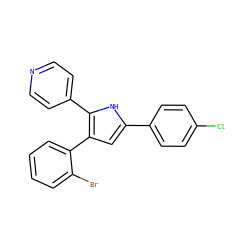 Clc1ccc(-c2cc(-c3ccccc3Br)c(-c3ccncc3)[nH]2)cc1 ZINC000027731253