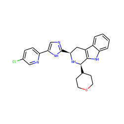 Clc1ccc(-c2cnc([C@H]3Cc4c([nH]c5ccccc45)[C@@H](C4CCOCC4)N3)[nH]2)nc1 ZINC000653720466