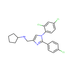 Clc1ccc(-c2nc(CNC3CCCC3)cn2-c2ccc(Cl)cc2Cl)cc1 ZINC000043014636